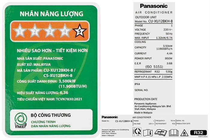 Điều Hoà Panasonic Inverter 12.000 BTU 1 Chiều CU/CS-XU12BKH-8 - Model 2025